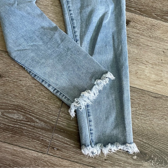 DEMOCRACY Ab Tech High Rise Slim Straight Jeans With Frayed Hem Size 10 - Picture 5 of 9
